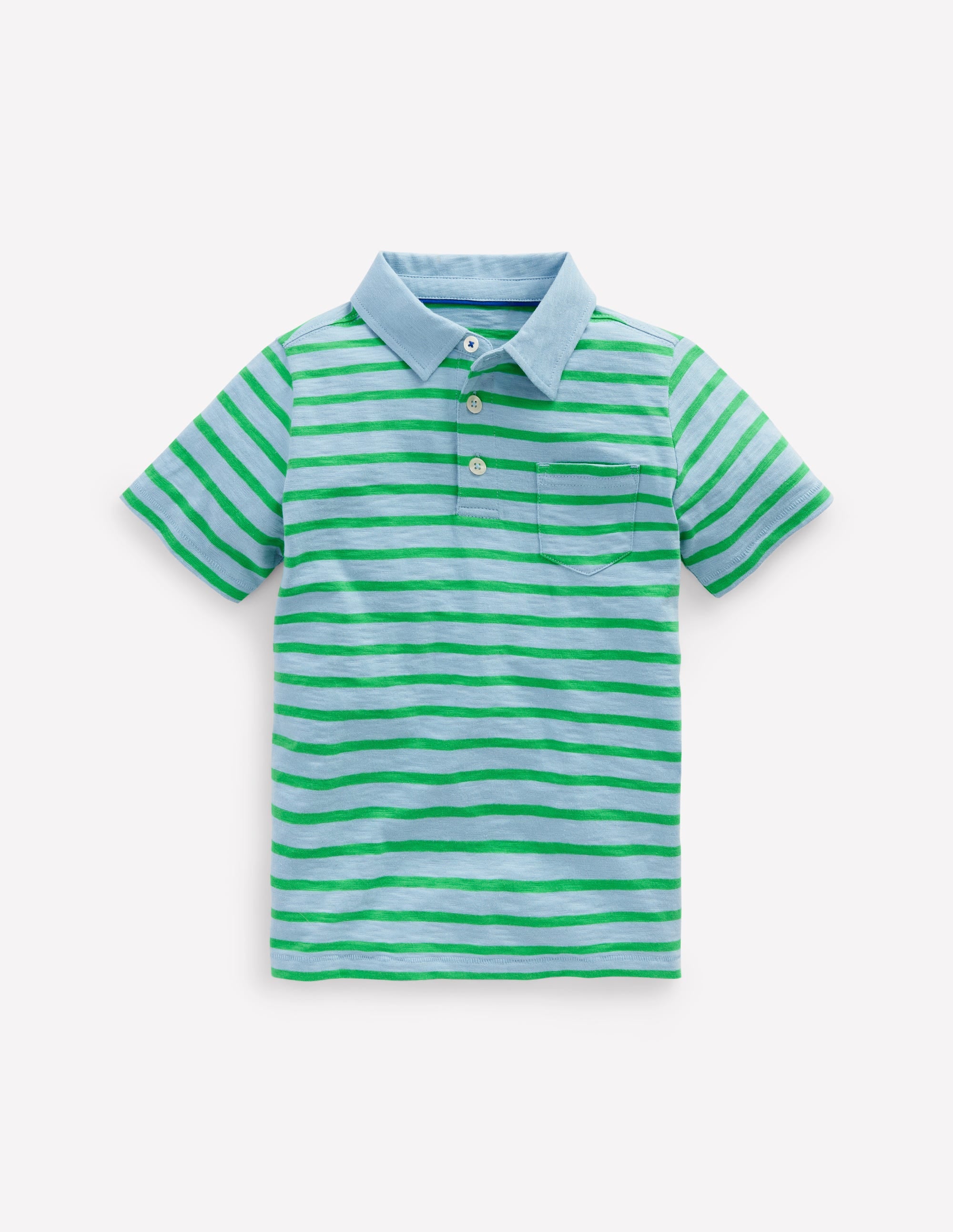 Polo flammé-Bleu ciel/vert printemps - Image 1