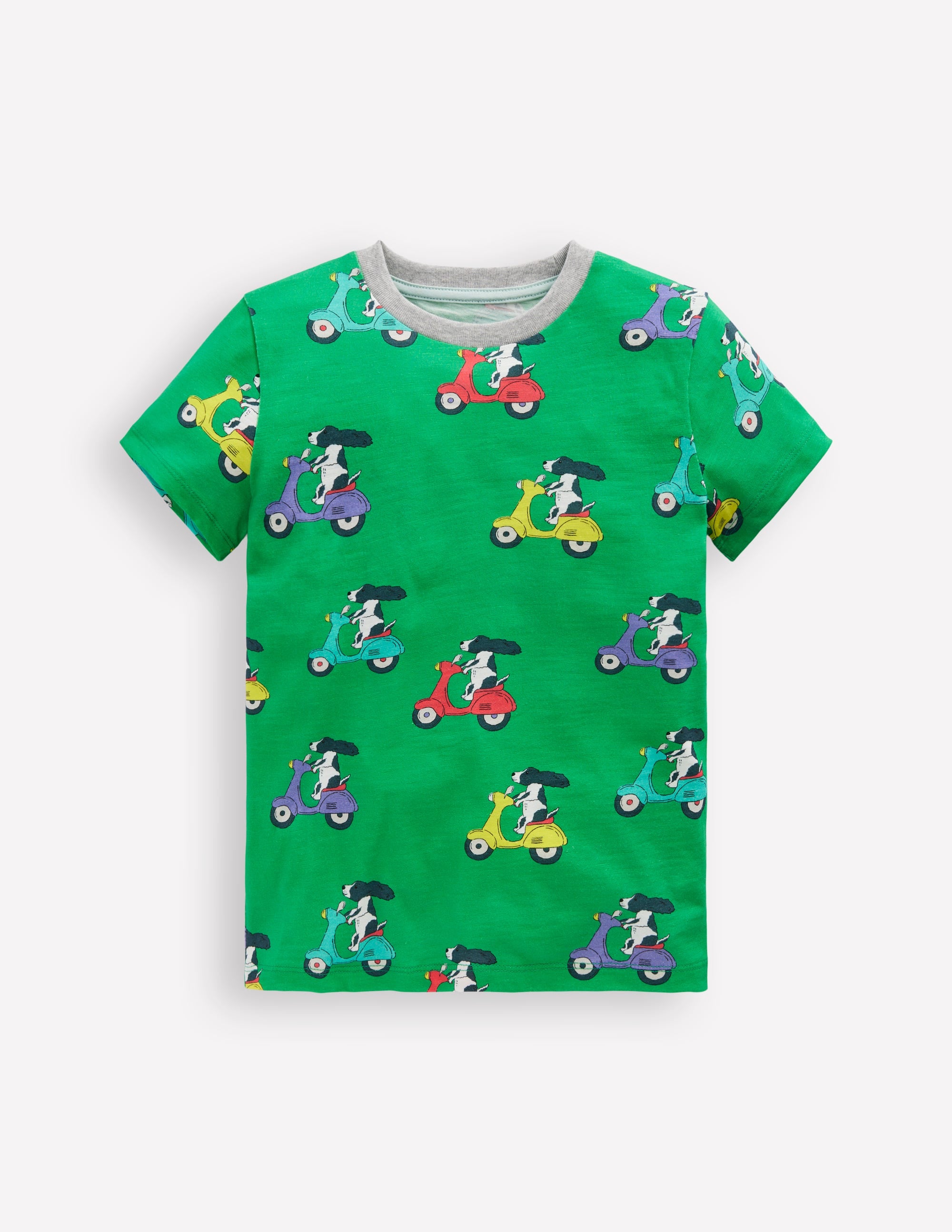 T-shirt à imprimé intégral-Chiot à scooter vert printemps - Image 1