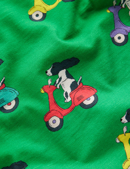 T-shirt à imprimé intégral-Chiot à scooter vert printemps