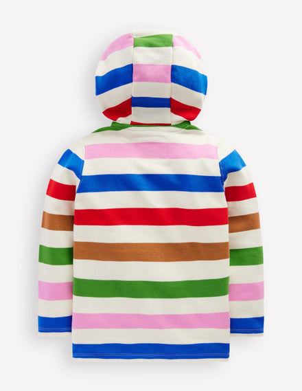 Button Down Hoodie-Gallery Blue Multi Stripe