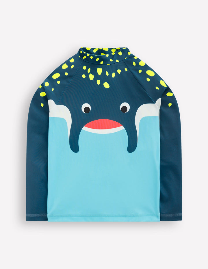 Rash Top mit Logo-Karibikblau Stachelrochen