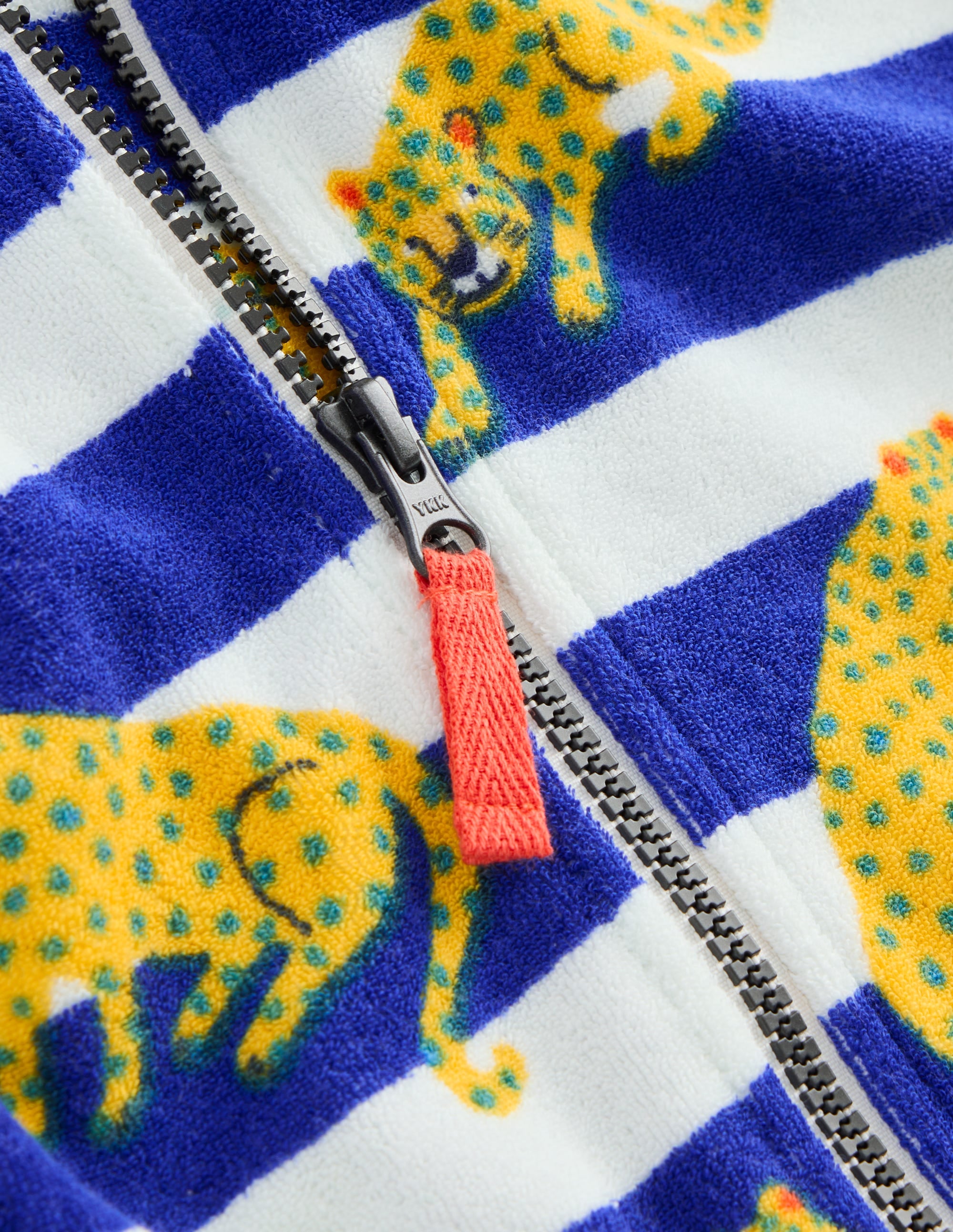 Frottee-Badeponcho mit Reißverschluss-Leuchtendes Blau Leopard Streifen - Image 3