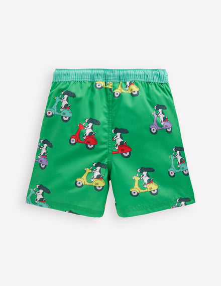 Short de bain-Chiot à scooter vert printemps