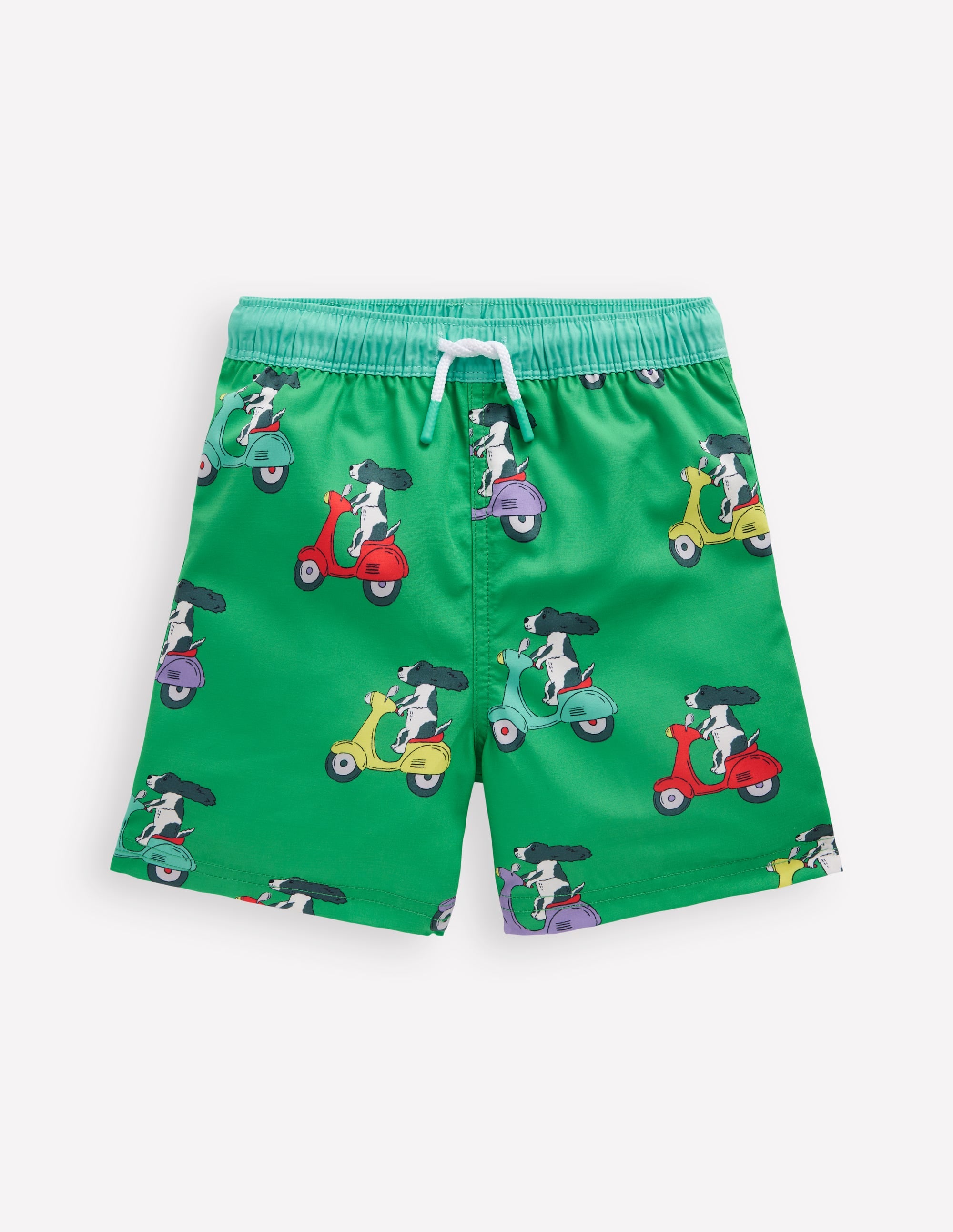 Short de bain-Chiot à scooter vert printemps - Image 1