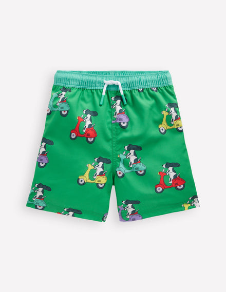 Short de bain-Chiot à scooter vert printemps