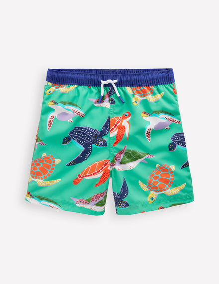 Short de bain-Tortues bleu aigue-marine