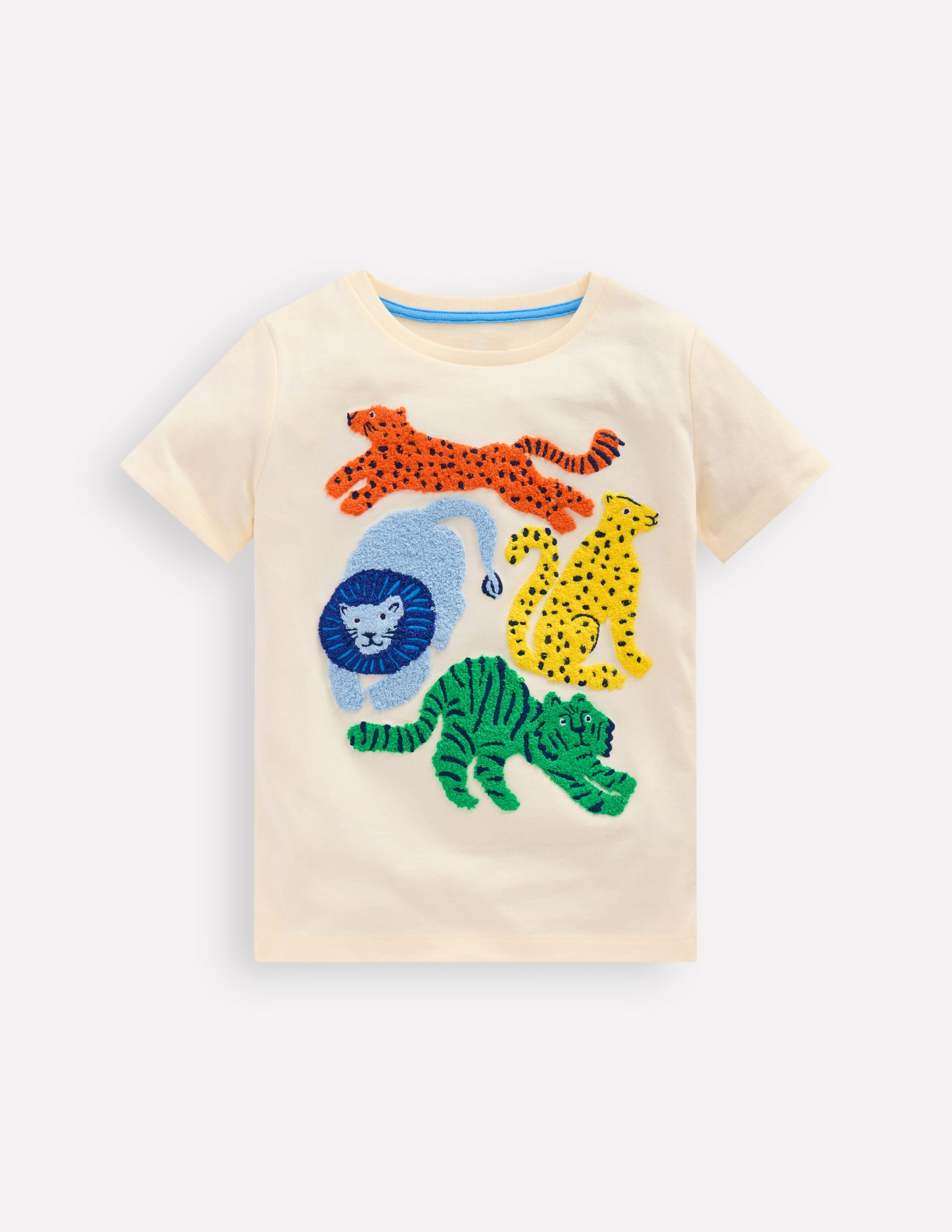 T-shirt manches courtes en bouclé-Grands chats ivoire doux - Image 1