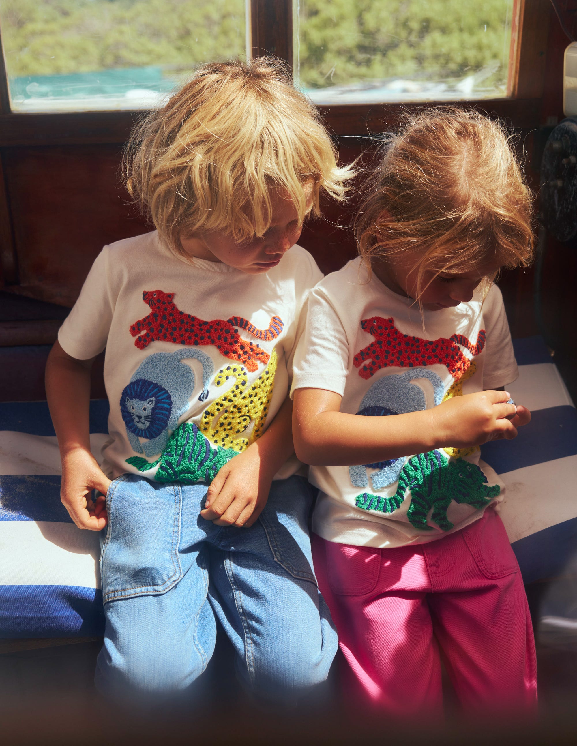 T-shirt manches courtes en bouclé-Grands chats ivoire doux - Image 5