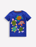 Bouclé-T-Shirt-Leuchtendes Blau Schildkröten