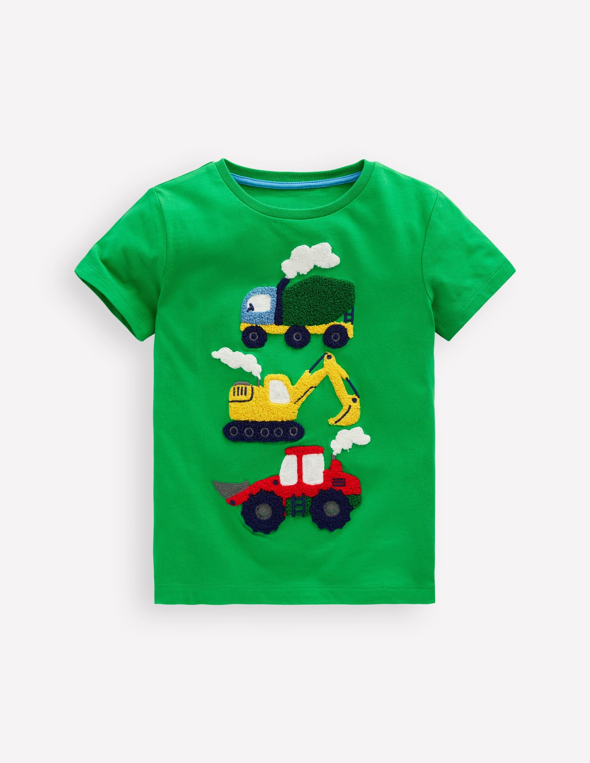 T-shirt manches courtes en bouclé-Véhicules de construction vert - Image 1