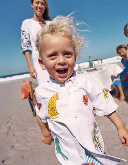 Fun Cotton Shirt-Campanula Jungle Embroidery