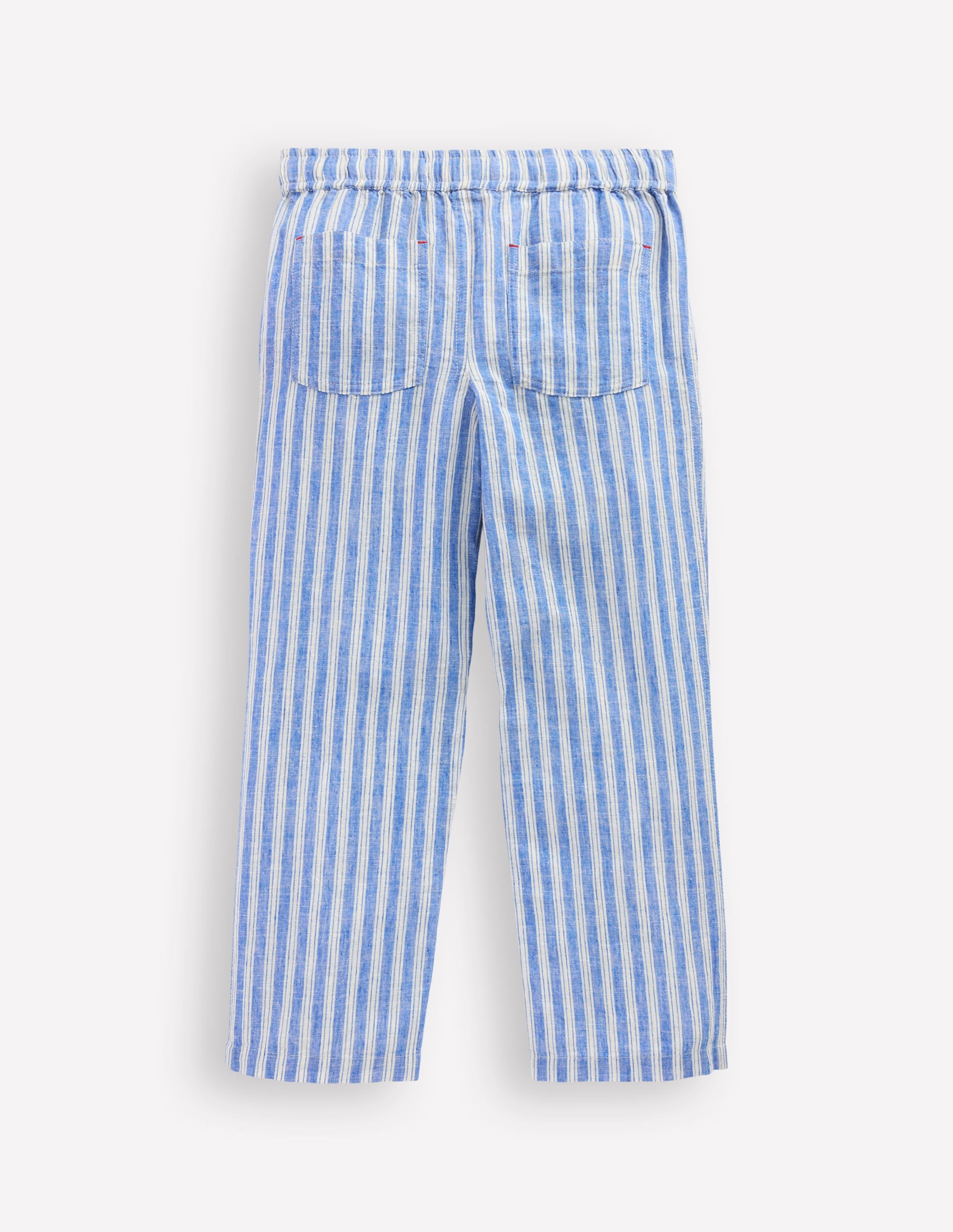 Pantalon à enfiler en coton et lin-Coutil bleu - Image 2