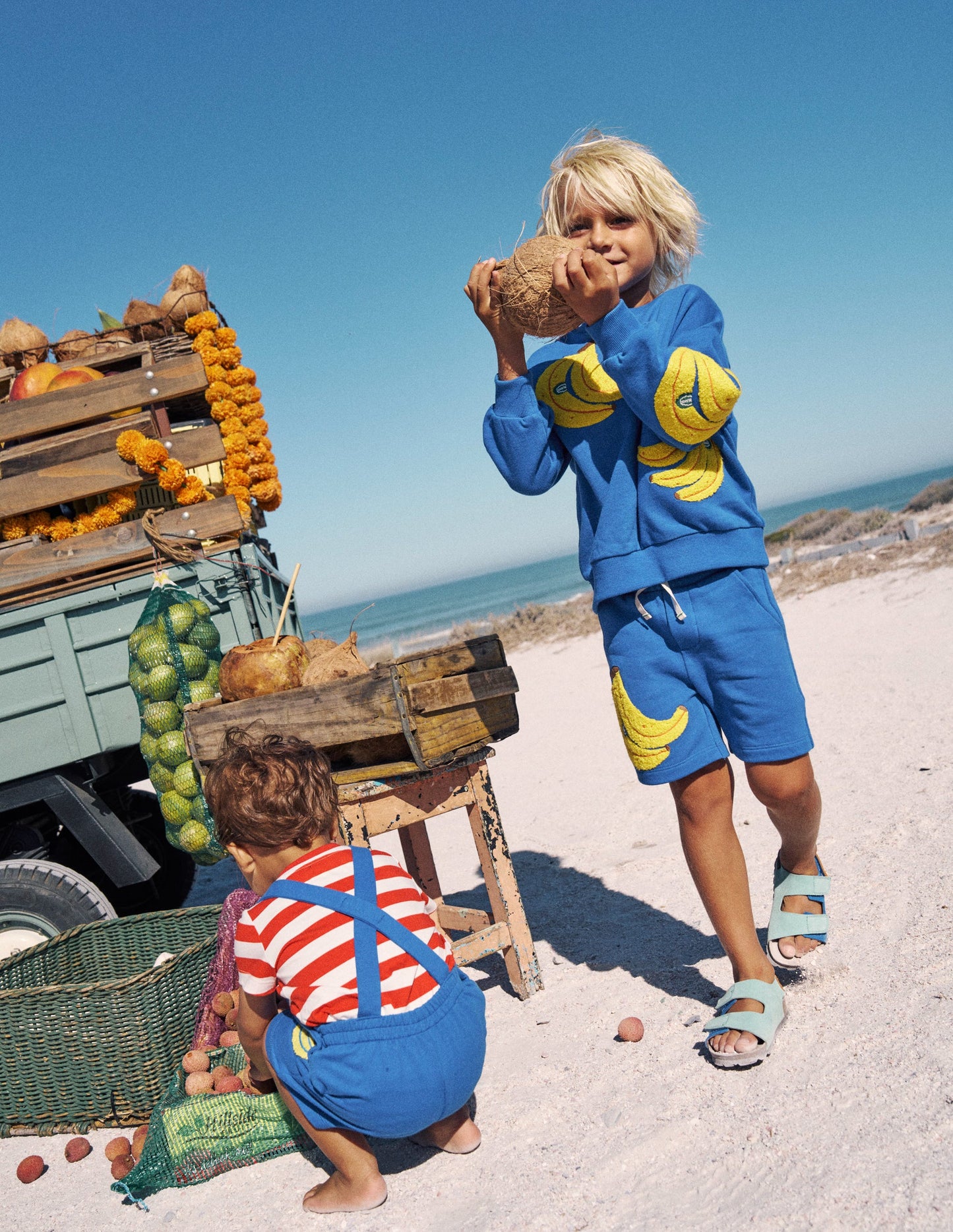 Short de survêtement fun-Banane bleu connecté