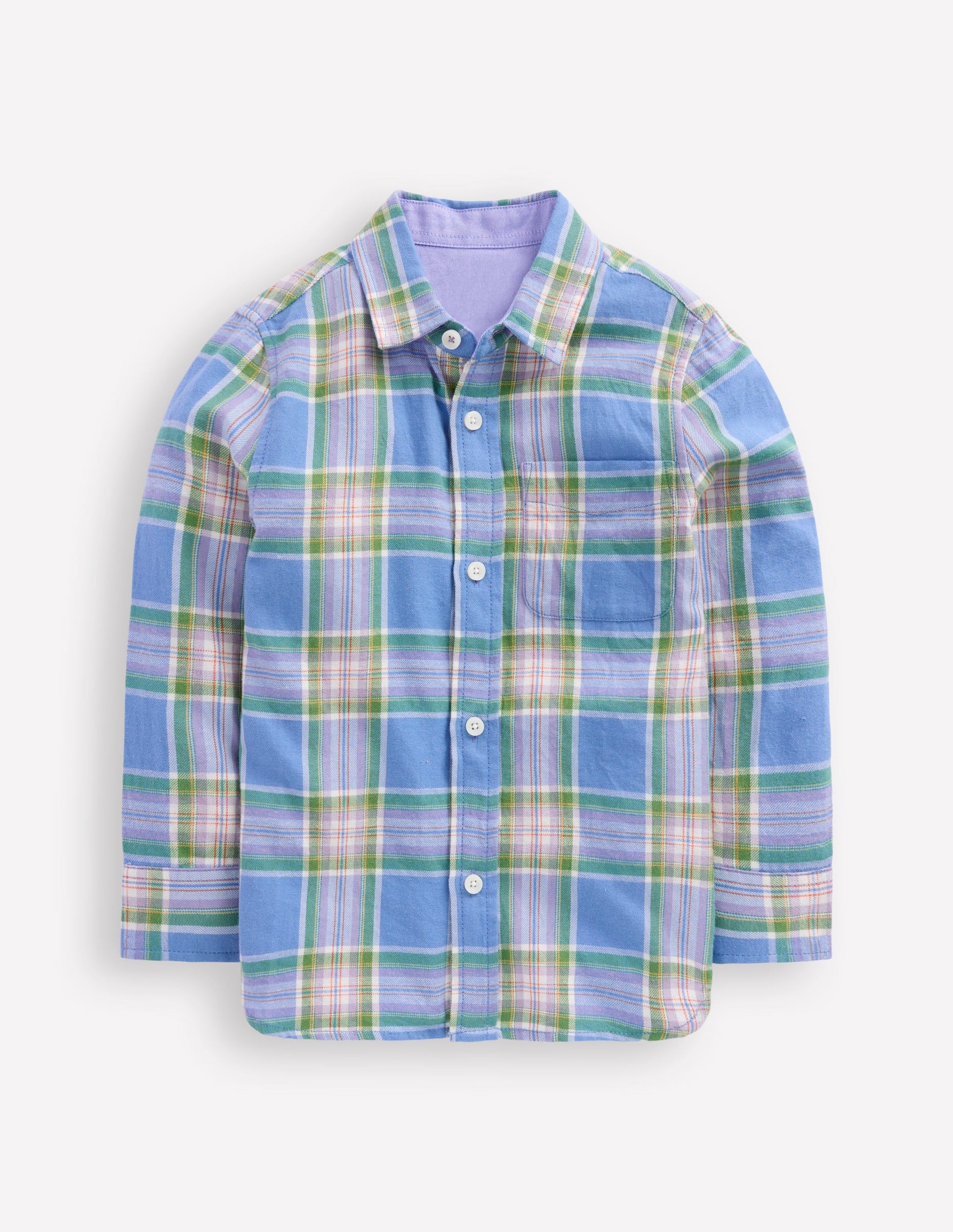 Chemise cosy à carreaux en coton-Carreaux bleu et violet-5