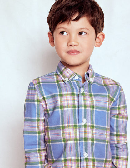 Chemise cosy à carreaux en coton-Carreaux bleu et violet-3