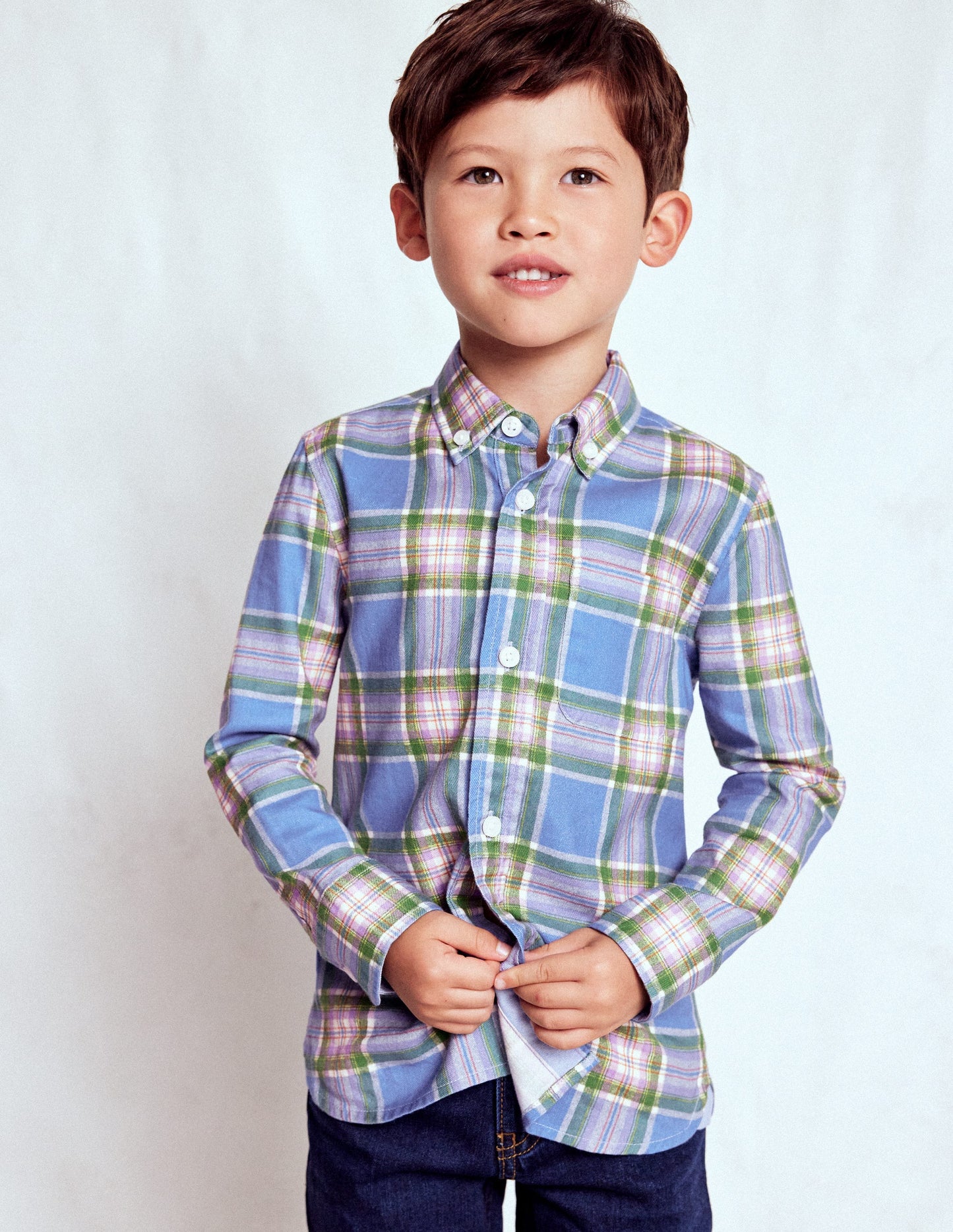 Chemise cosy à carreaux en coton-Carreaux bleu et violet
