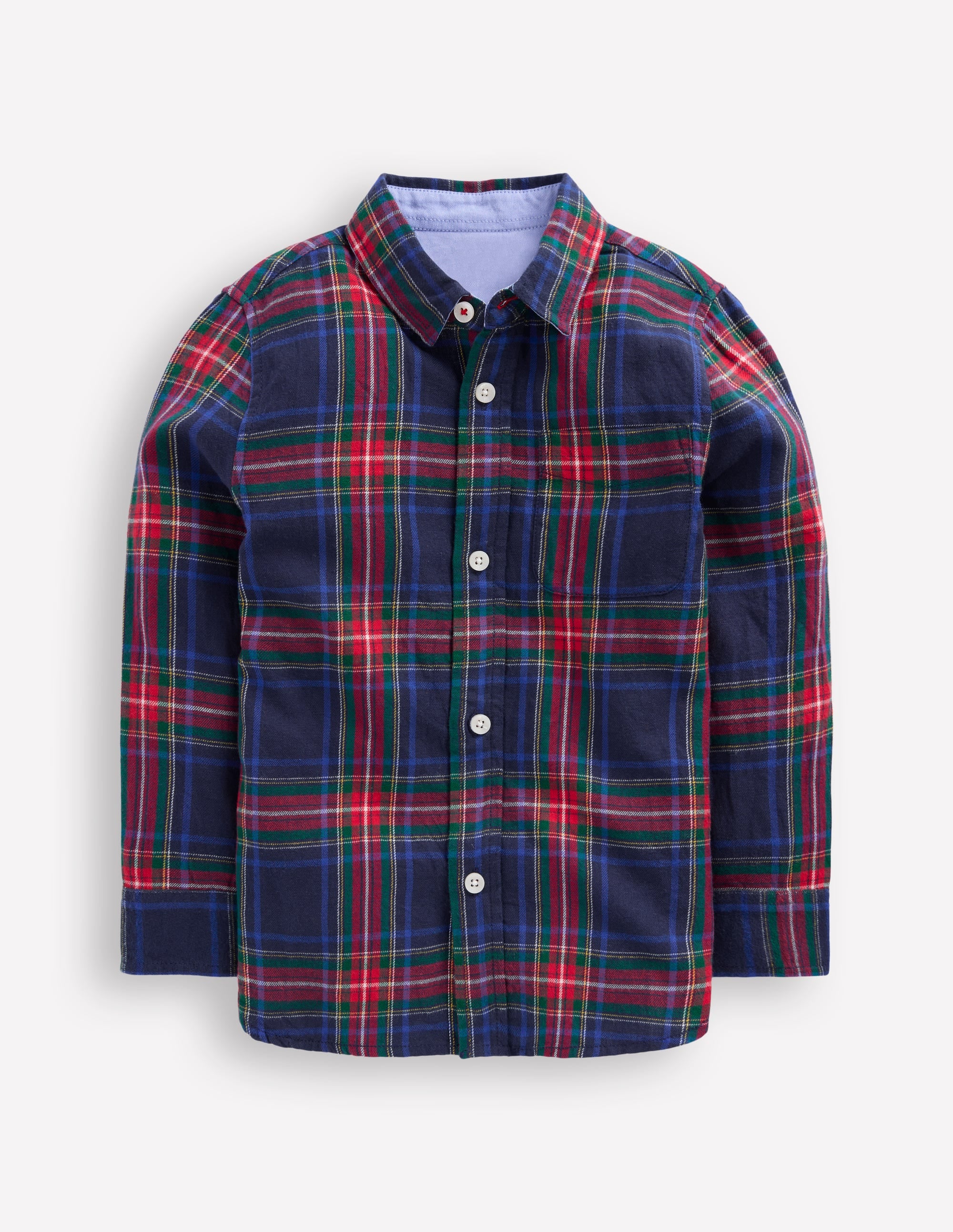 Chemise cosy à carreaux en coton-Carreaux bleu marine - Image 1