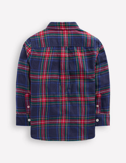 Chemise cosy à carreaux en coton-Carreaux bleu marine-2