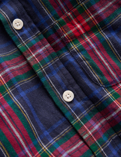 Chemise cosy à carreaux en coton-Carreaux bleu marine-3