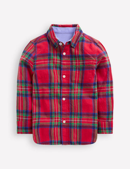 Chemise cosy à carreaux en coton-Carreaux rouges-1