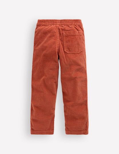 Pantalon à enfiler en velours côtelé-Marron châtaigne grillée-2