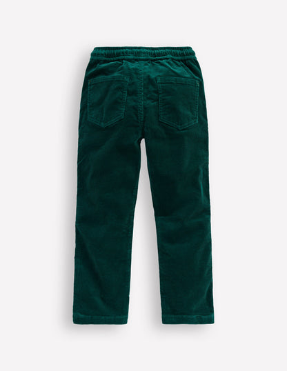 Schmal geschnittene Hose zum Hineinschlüpfen-Dunkles Smaragdgrün Cord-2