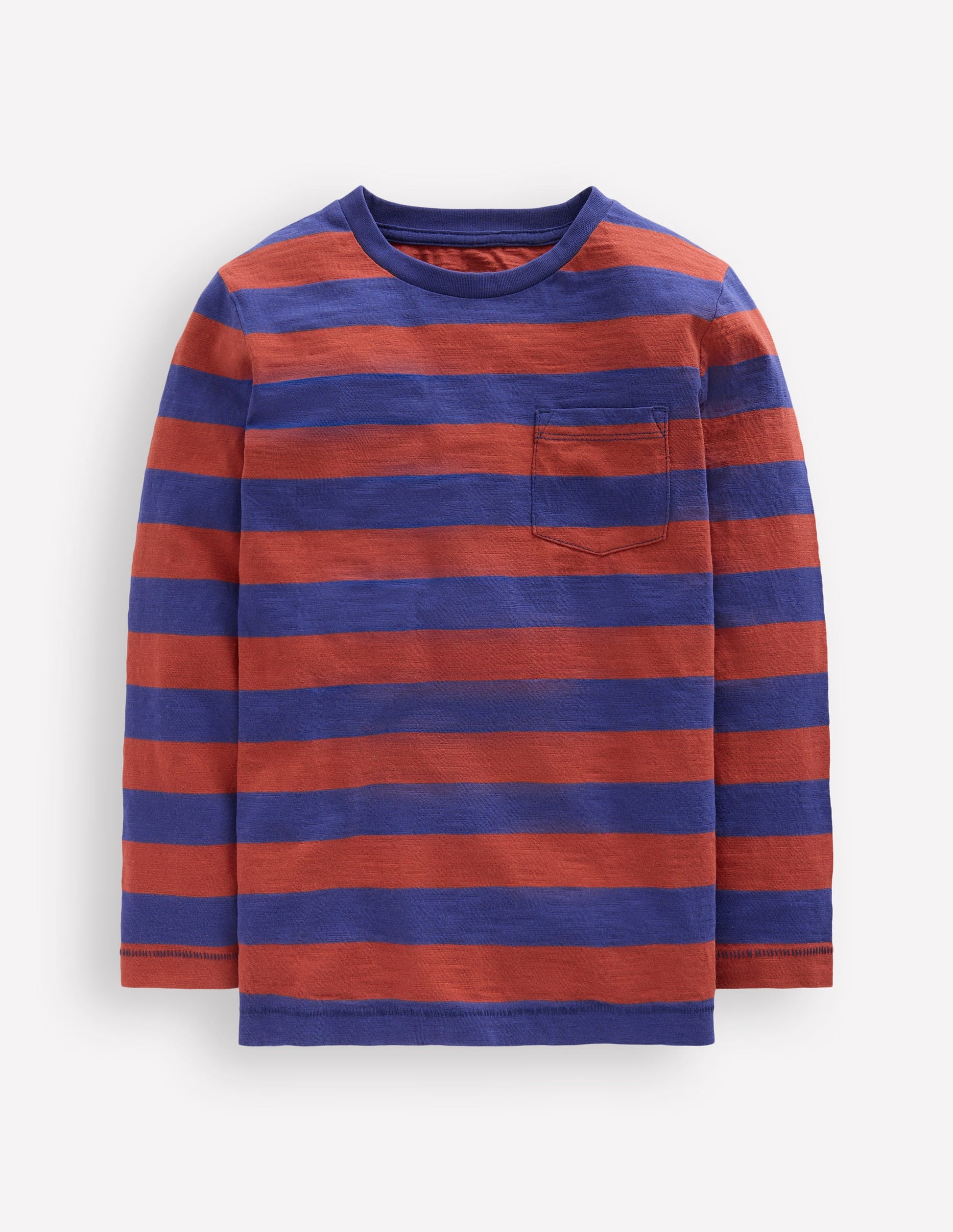 T-shirt pour tous les jours à manches longues-Bleu tribord/marron châtaigne-1