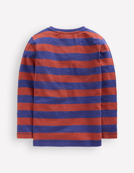 T-shirt pour tous les jours à manches longues-Bleu tribord/marron châtaigne