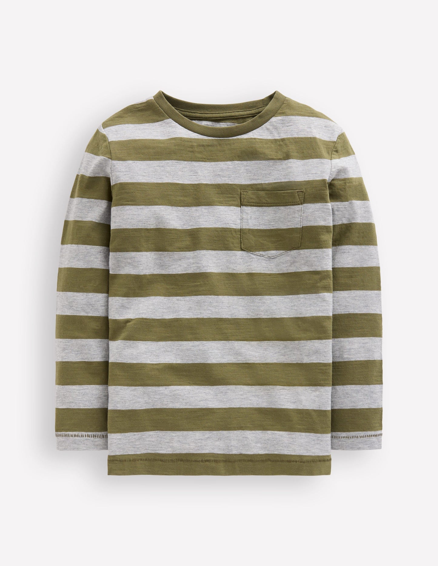 T-shirt pour tous les jours à manches longues-Vert des bois/gris chiné
