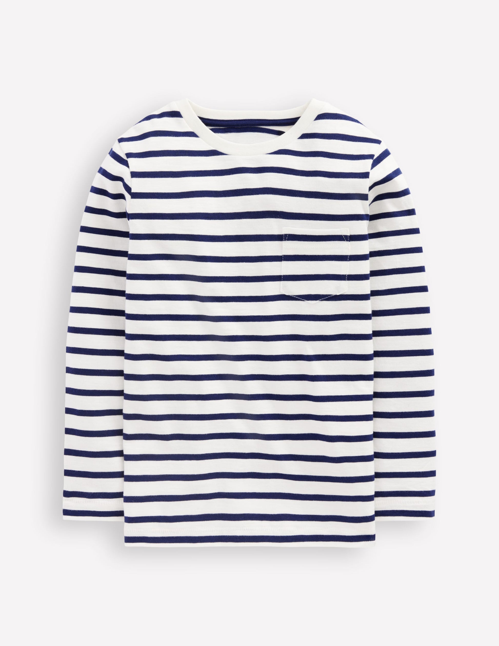 Langärmliges T-Shirt für den Alltag-Zartes Naturweiß/Schuluniform-Marineblau-1