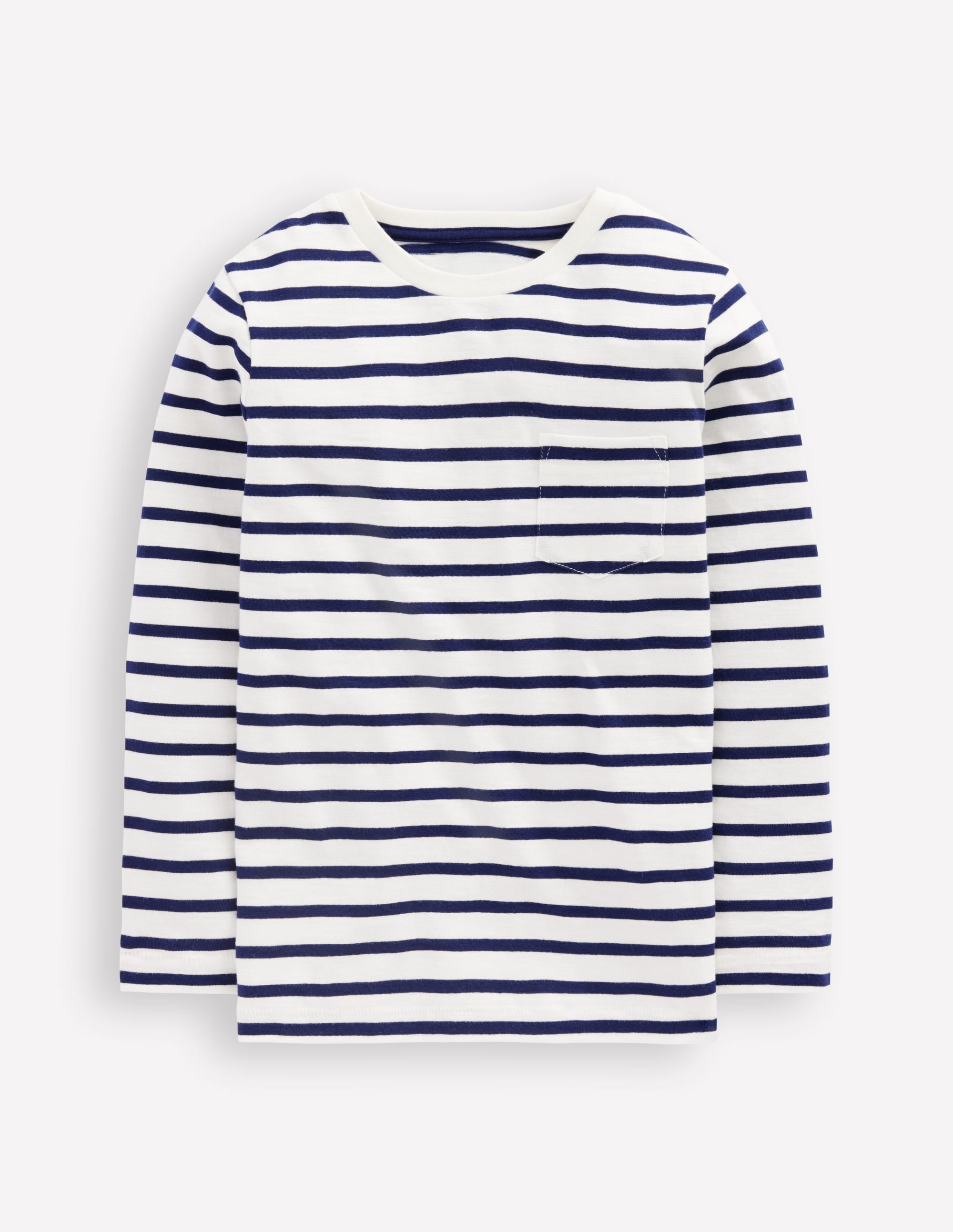 T-shirt pour tous les jours à manches longues-Ivoire doux/bleu marine universitaire - Image 1