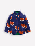 Kuschelige Teddyfell-Jacke-Saphirblau Füchse