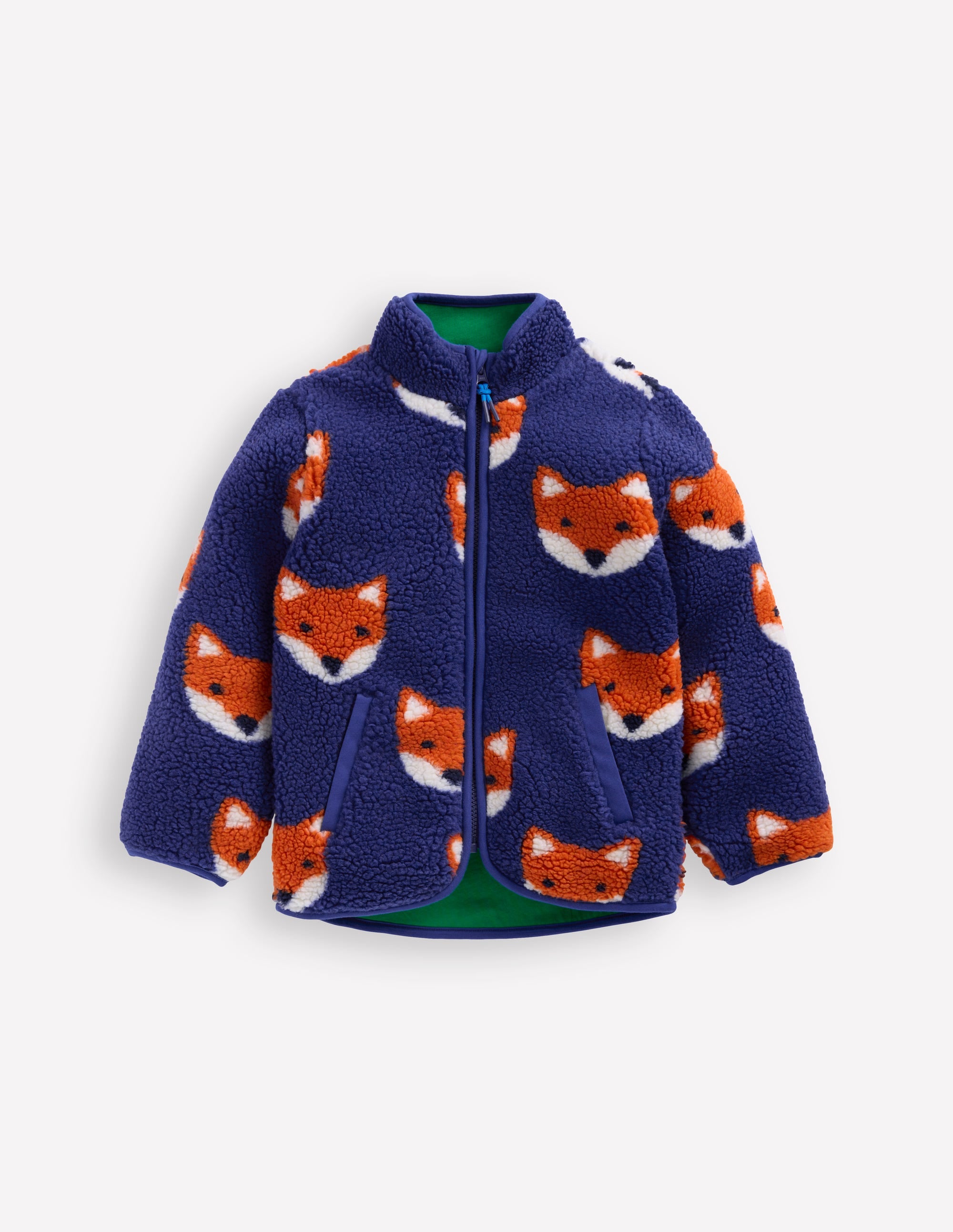 Kuschelige Teddyfell-Jacke-Saphirblau Füchse - Image 1
