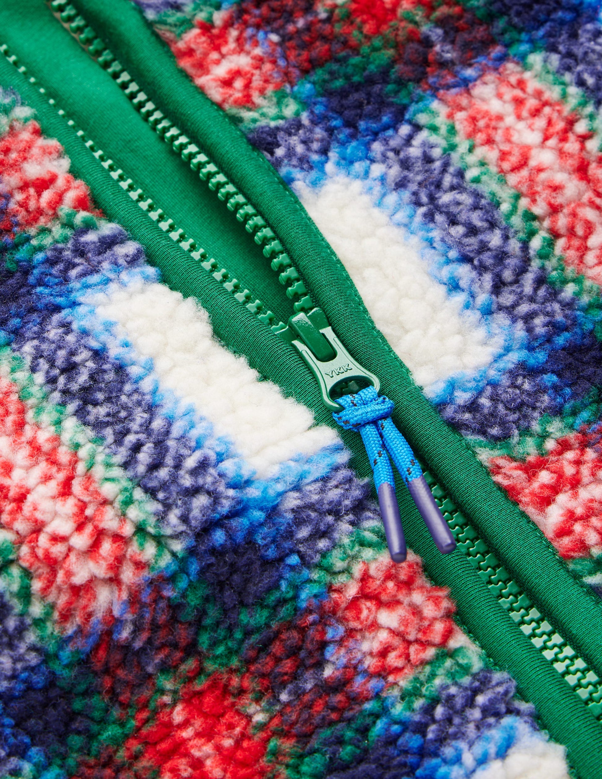 Kuschelige Teddyfell-Jacke-Naturweiß, Blau und Rot Kariert-4
