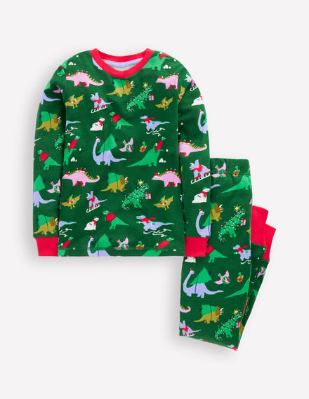 Eng anliegender, langer Schlafanzug-Eden Weihnachtsdinos