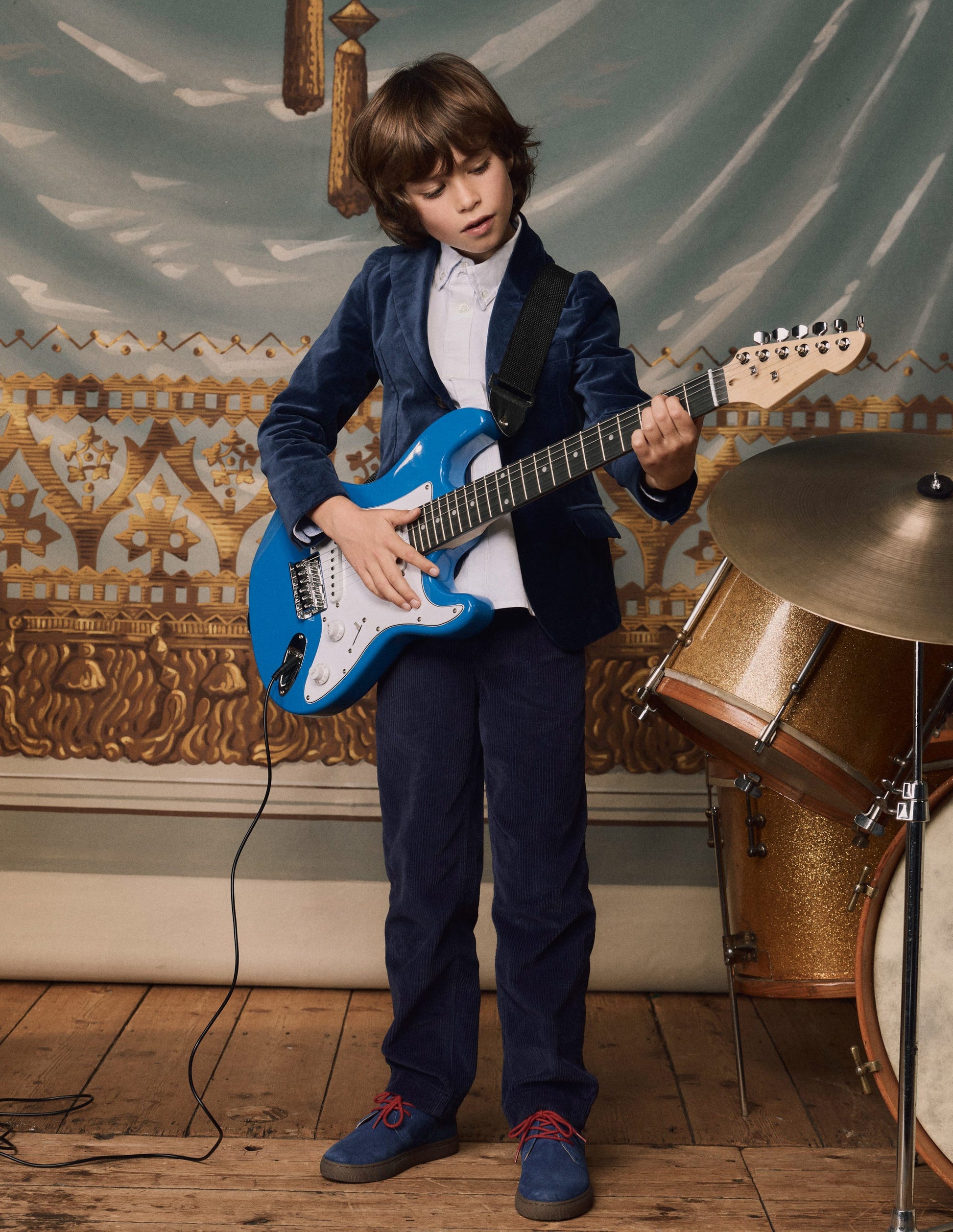 Klassischer Samtblazer-Schuluniform-Navy, Samt-5