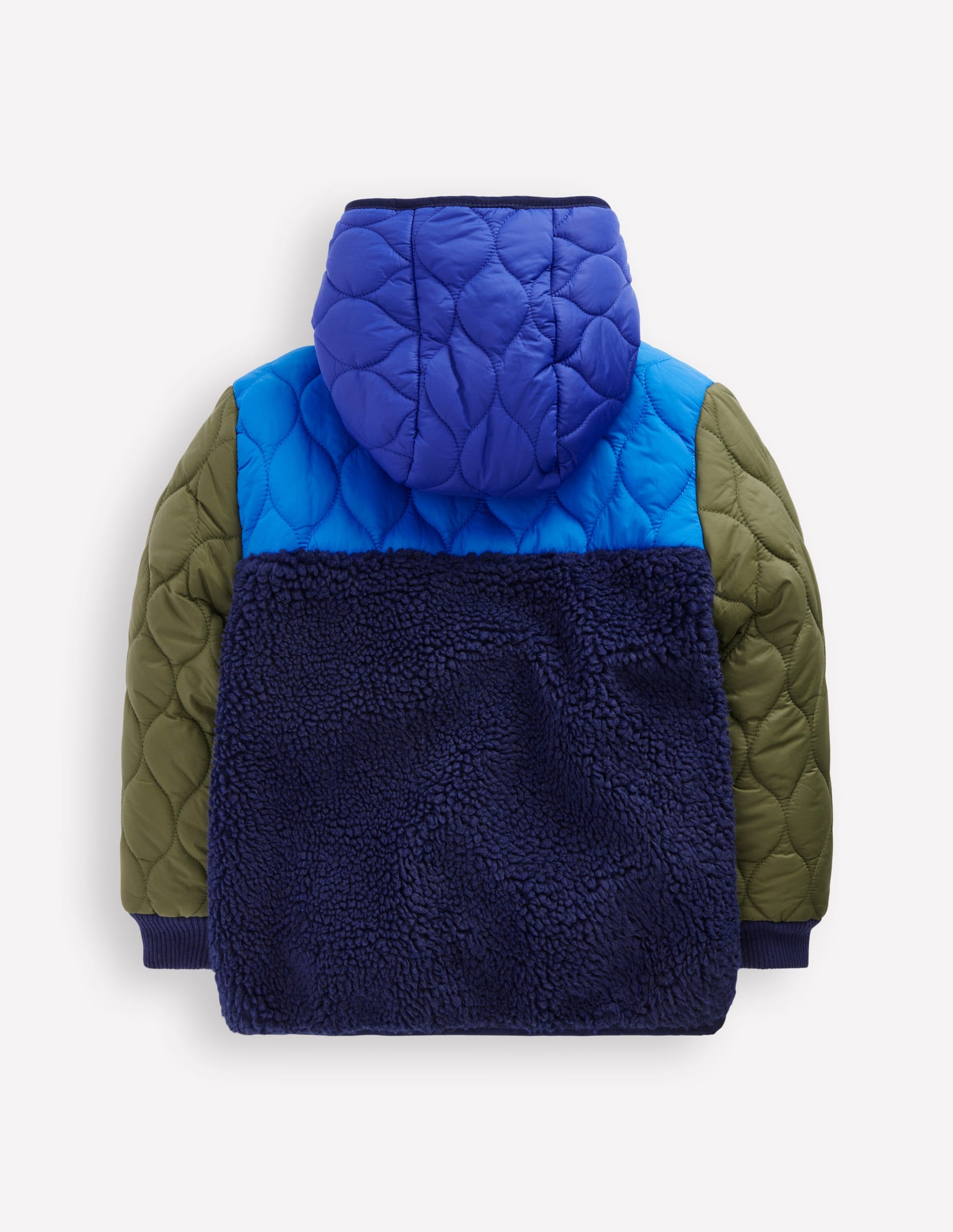 Steppjacke mit Teddyfell-Klassisches Khaki Blockfarben-5