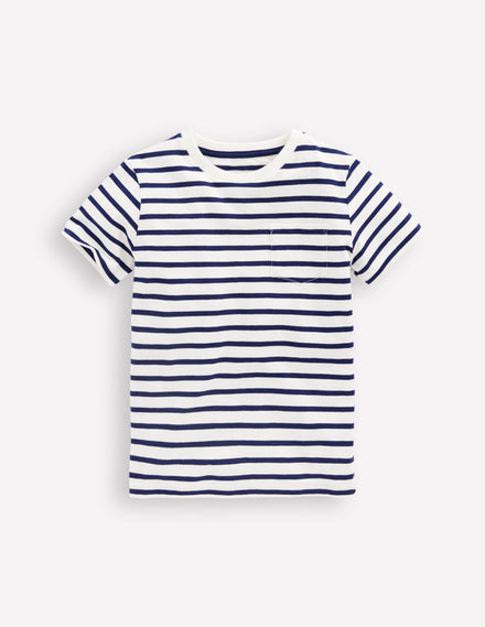 T-shirt manches courtes pour tous les jours-Bleu universitaire/écru