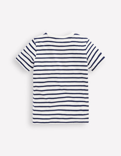 T-Shirt für den Alltag-Dunkelblau/Ecru-2