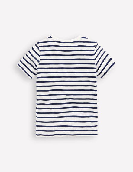 T-shirt manches courtes pour tous les jours-Bleu universitaire/écru