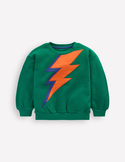 Lustiges Sweatshirt-Artischockengrün Blitz-4