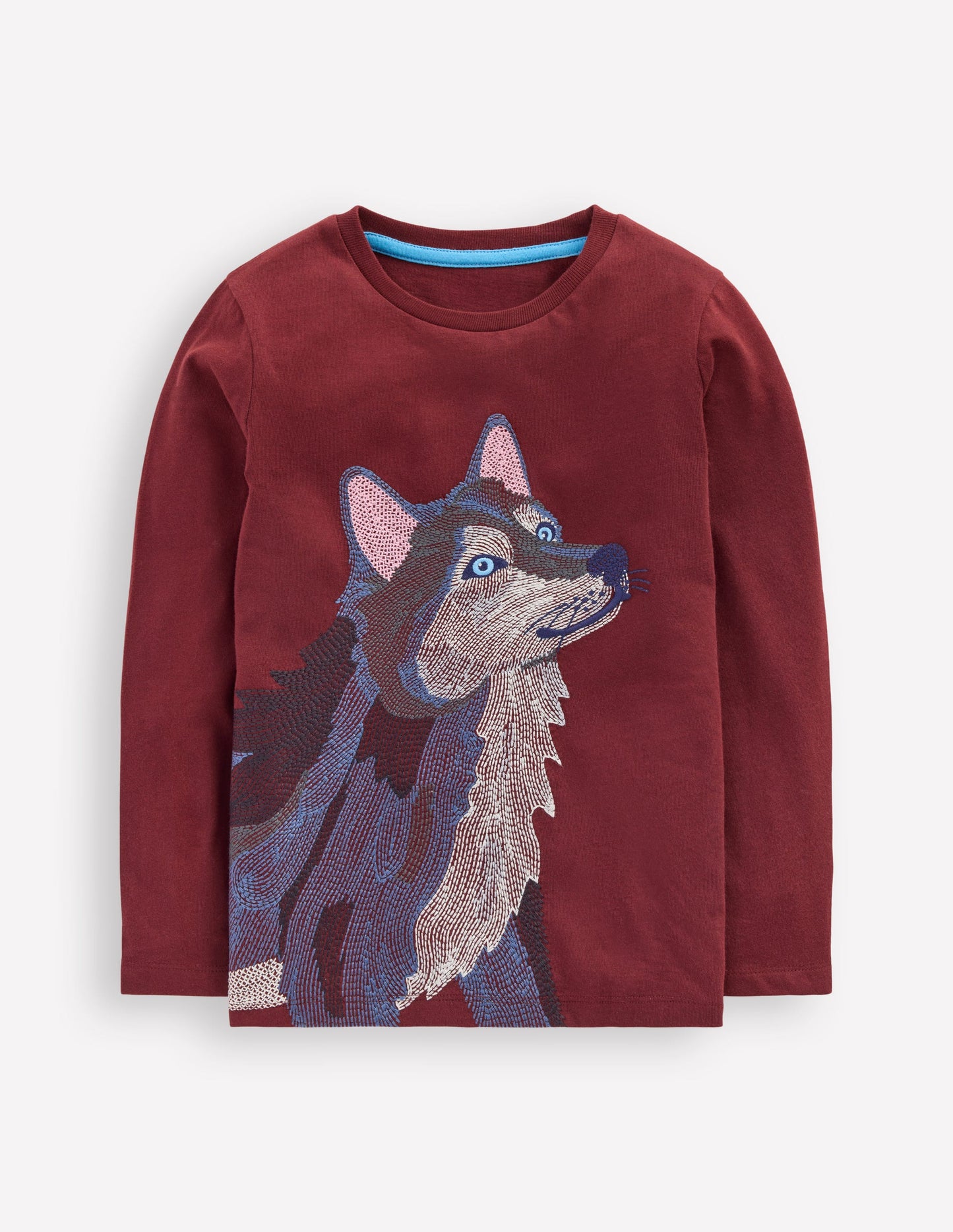 T-shirt à manches longues et super surpiqûres-Loup porto
