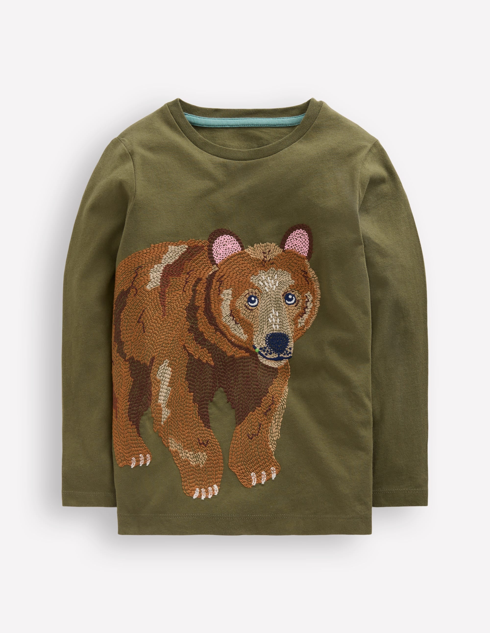 Langärmliges Superstitch-Oberteil-Klassisches Khaki Bär - Image 1