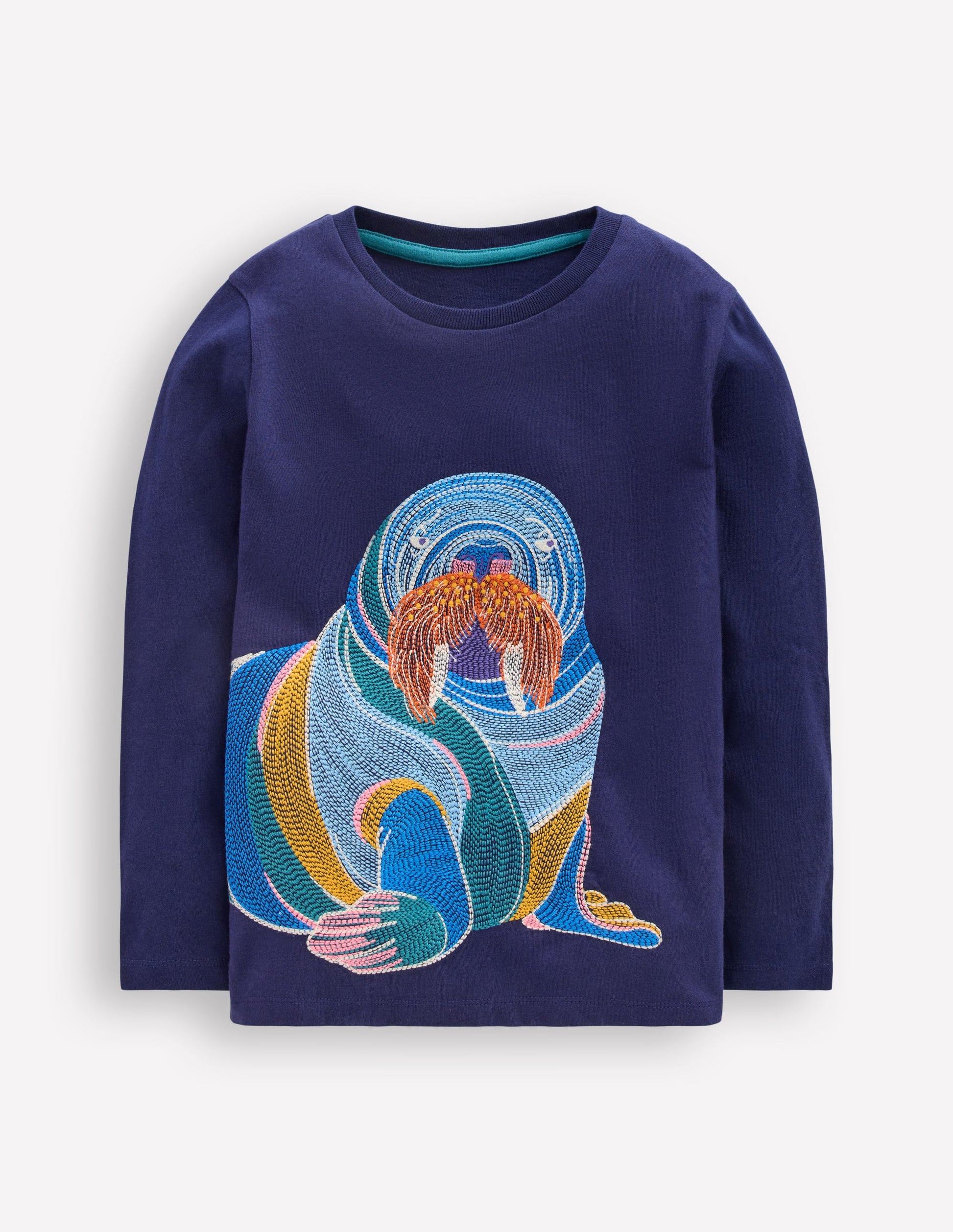 Langarmshirt mit Superstitch-Design-Mittelalterliches Blau Walross-1