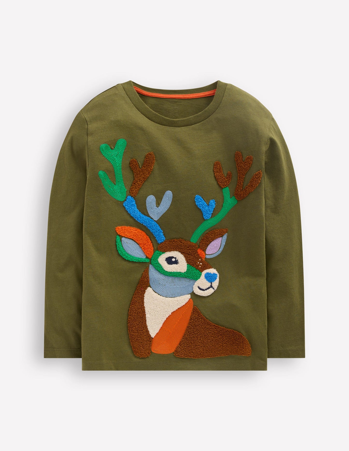 Langarmshirt aus Bouclé-Wintermoos Hirsch