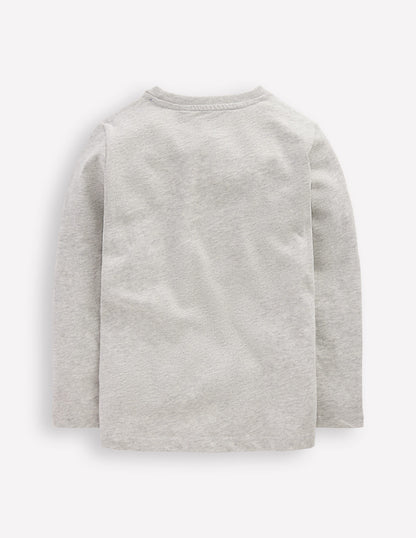 Langarmshirt mit Druck-Grau Meliert, Weltall-2