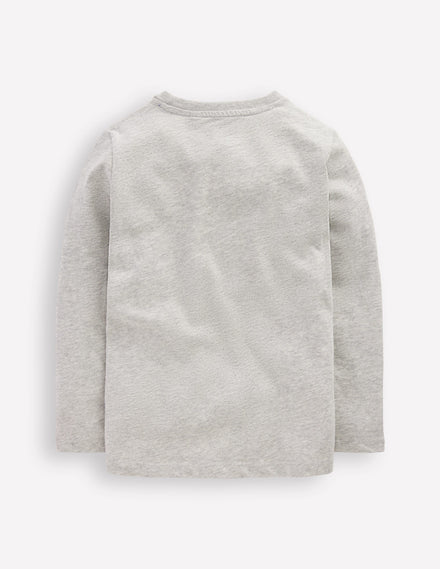 Langarmshirt mit Druck-Grau Meliert, Weltall