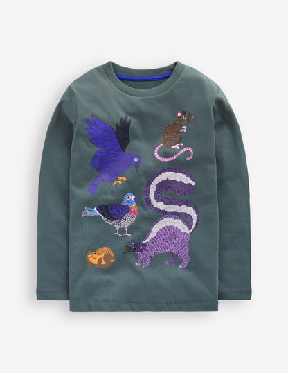 Langarmshirt mit Druck-Rauchgrau Waldfreunde-1