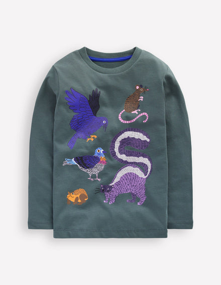 Langarmshirt mit Druck-Rauchgrau Waldfreunde