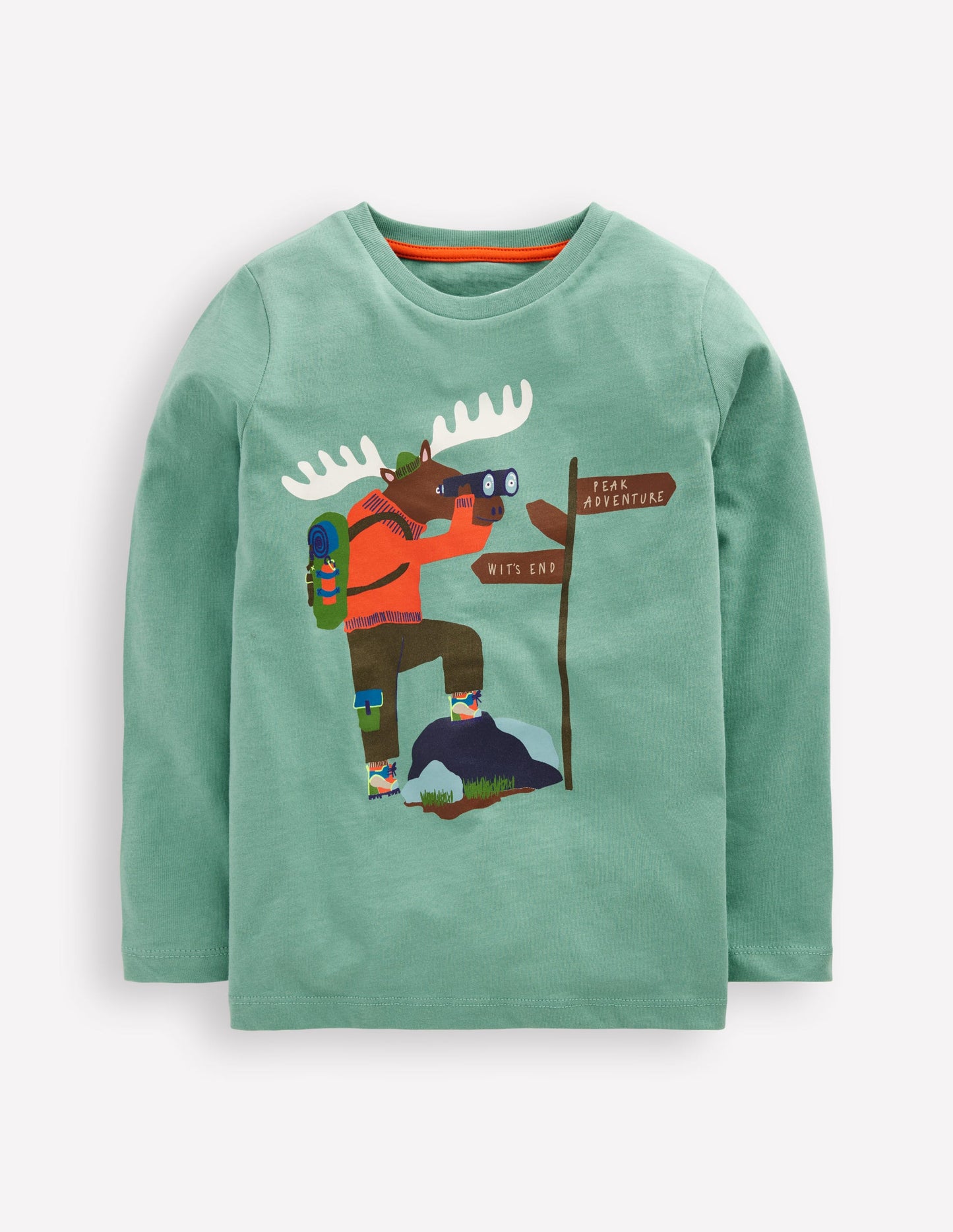 Langarmshirt mit Druck-Ölblau Elch Entdecker